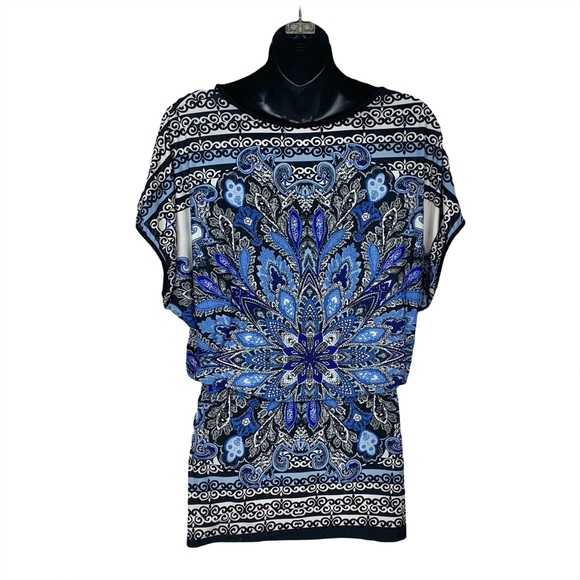 Dressbarn medallion BoHo Top cinched waist , size medium - Picture 2 of 8